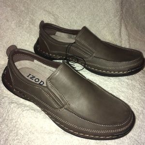 IZOD brown shoes mens memory foam slip on loafers